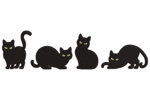 Black Cat Silhouette Embroidery Design