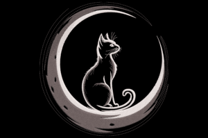 Black Cat with Crescent Moon Machine Embroidery Design