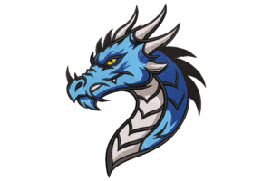 Blue Dragon Head Embroidery Design
