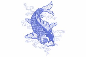 Blue Koi Fish Embroidery Design