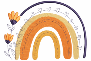 Boho Rainbow with Flowers Embroidery Design