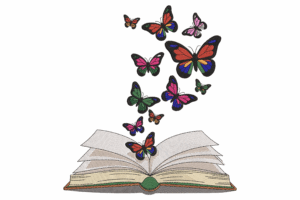 Book with Butterflies Embroidery Design