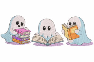 Bookish Ghosts Trio Embroidery Design