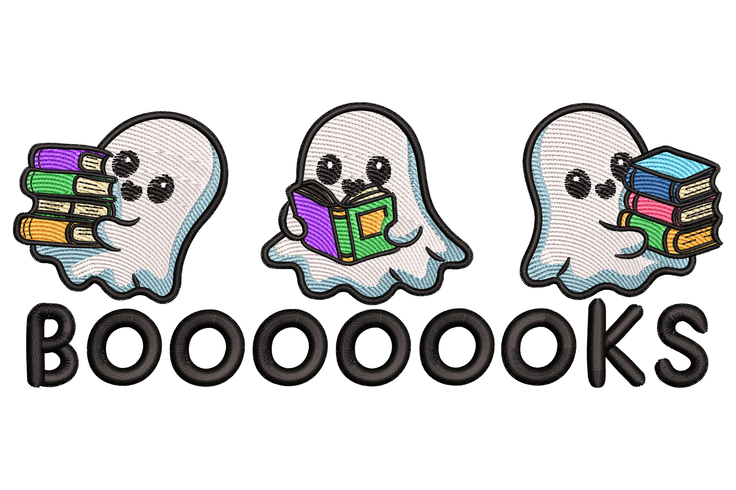Boooooks Ghost Embroidery Design