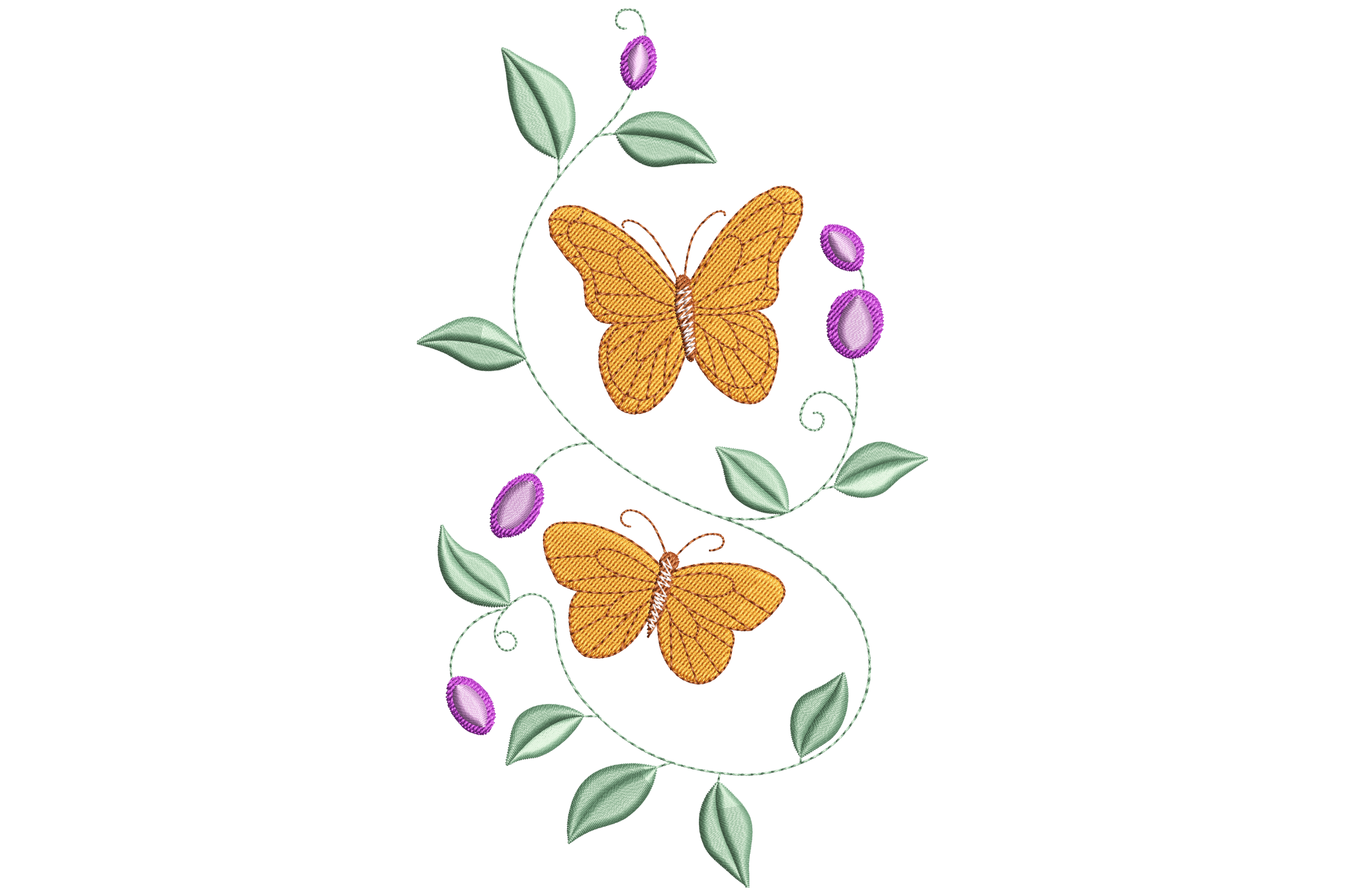 Butterflies and Buds Embroidery Design