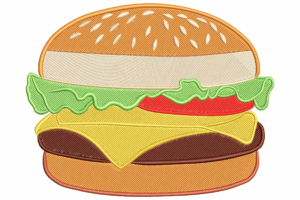 Cheeseburger Embroidery Design