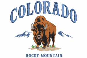 Colorado Rocky Mountain Bison Machine Embroidery Design