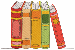 Colorful Book Stack Embroidery Design