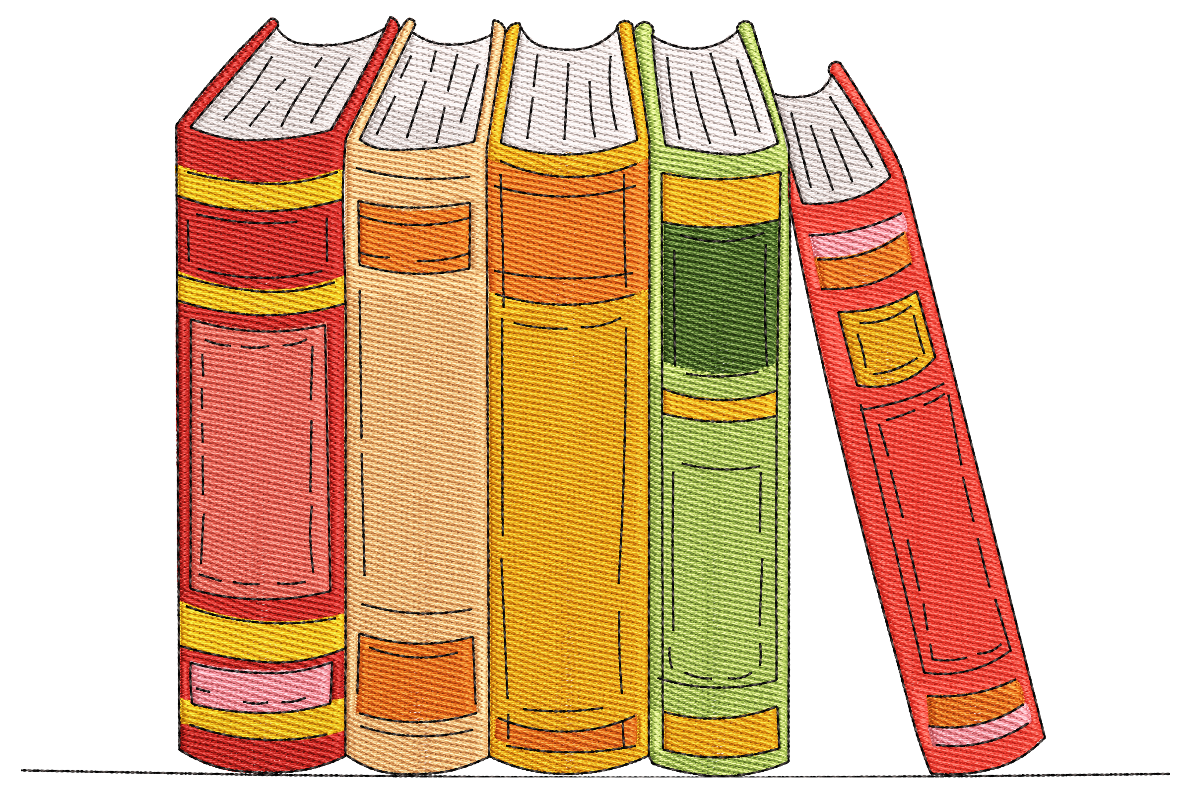 Colorful Book Stack Embroidery Design