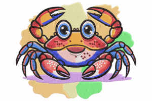 Colorful Cute Crab Embroidery Design