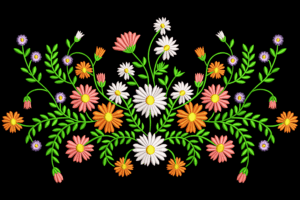 Colorful Floral Bouquet Embroidery Design
