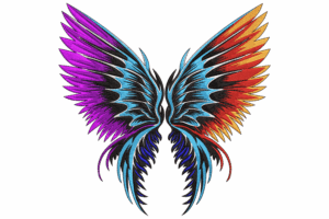 Colorful Gradient Wings Embroidery Design