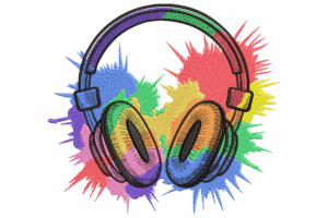 Colorful Headphones Embroidery Design