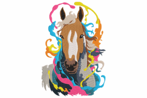 Colorful Horse Embroidery Design