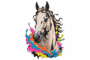 Colorful Horse Head Embroidery Design