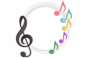 Colorful Musical Notes Embroidery Design