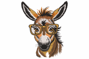 Cool Donkey with Glasses Embroidery Design