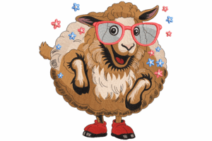 Cool Sheep with Glasses Embroidery Design