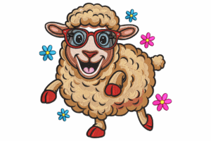 Cool Sheep with Glasses Machine Embroidery Design