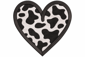 Cow Print Heart Embroidery Design