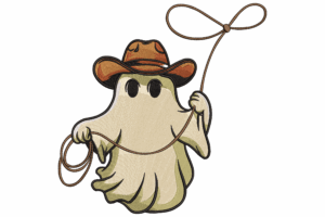 Cowboy Ghost with Lasso Embroidery Design