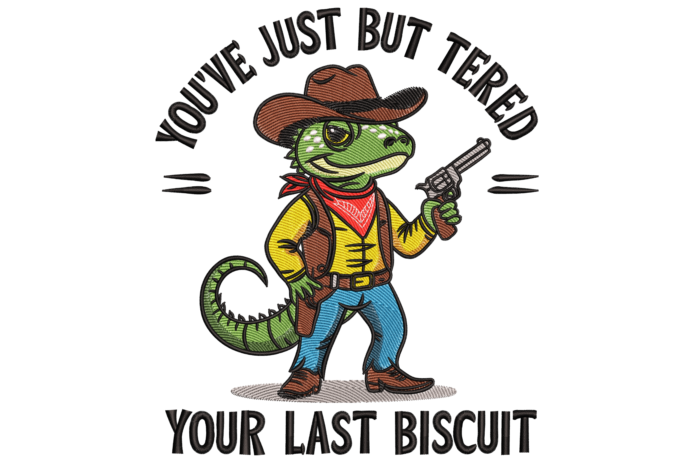 Cowboy Lizard Embroidery Design