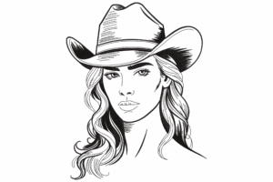 Cowgirl Hat Woman Embroidery Design