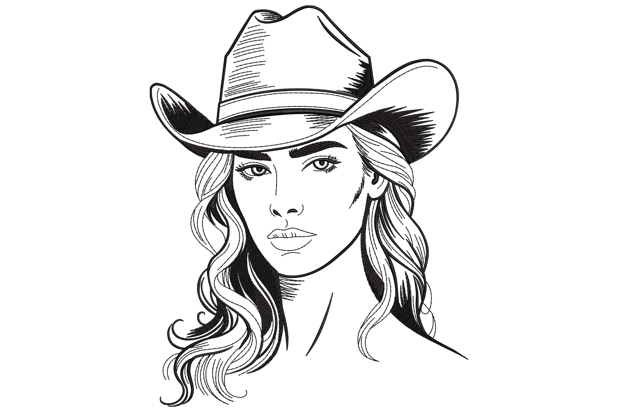 Cowgirl Hat Woman Embroidery Design