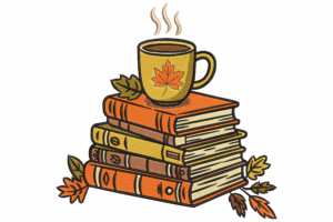 Cozy Fall Books and Coffee Embroidery Design