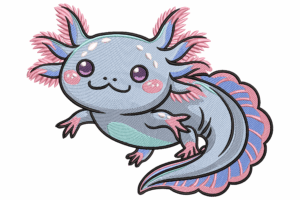 Cute Axolotl Embroidery Design