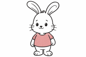 Cute Bunny in Pink Shirt Embroidery Design