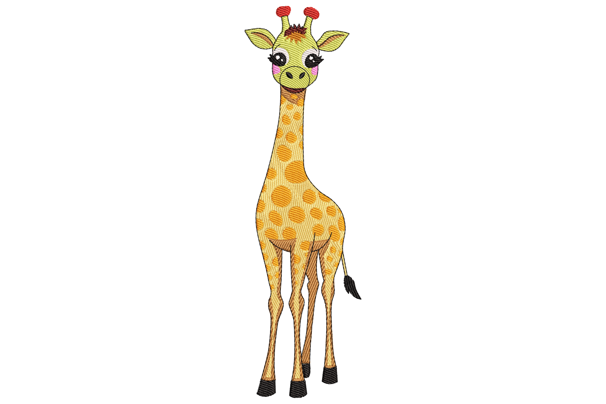 Cute Floral Giraffe Embroidery Design