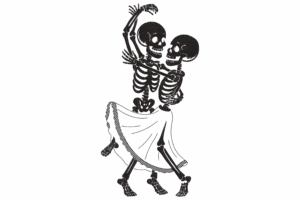 Dancing Skeleton Couple Embroidery Design