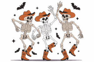 Dancing Skeletons with Cowboy Boots Embroidery Design