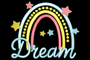 Dream Rainbow with Stars Embroidery Design