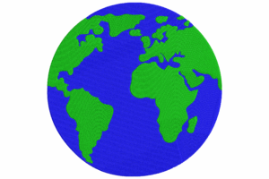 Earth Globe Embroidery Design