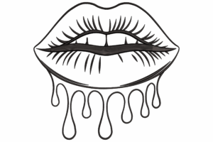 Elegant Dripping Lips Embroidery Design