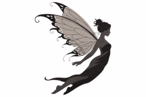 Elegant Fairy Silhouette Embroidery Design