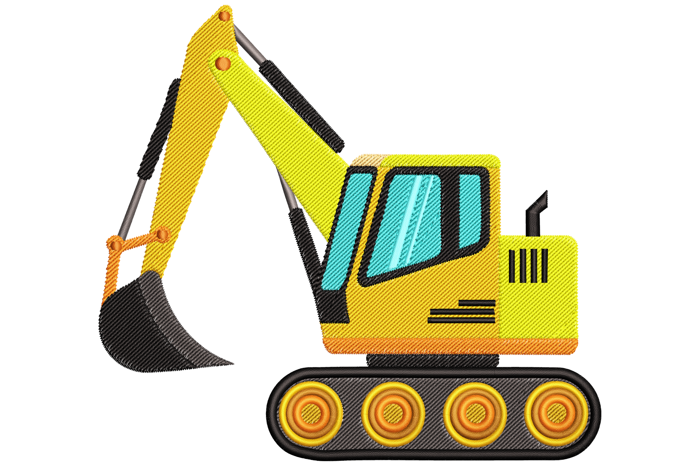 Excavator Construction Vehicle Embroidery Design