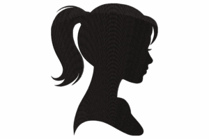 Female Silhouette Ponytail Embroidery Design
