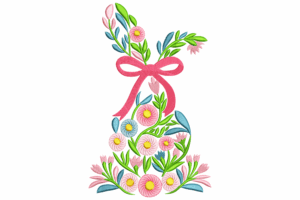 Floral Bunny Machine Embroidery Design