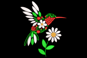 Floral Hummingbird Embroidery Design