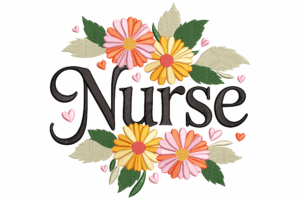 Floral Nurse Embroidery Design