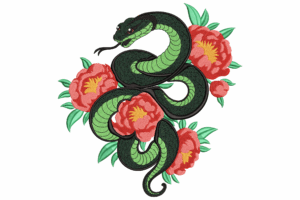 Floral Snake Embroidery Design