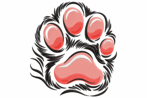 Fluffy Paw Print Embroidery Design
