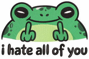 Funny Angry Frog Embroidery Design
