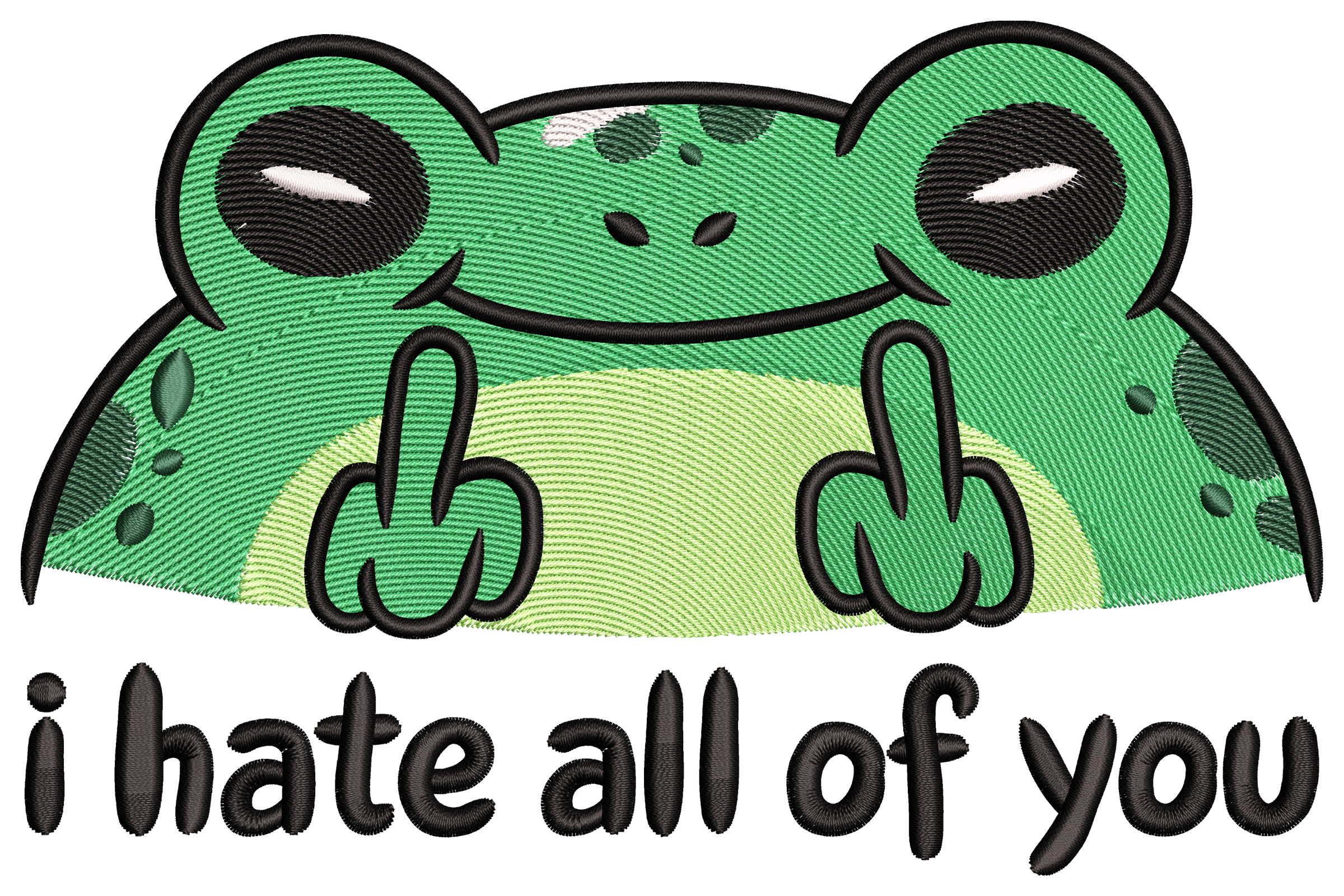 Funny Angry Frog Embroidery Design