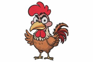 Funny Cartoon Rooster Embroidery Design