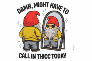 Funny Gnome Mirror Embroidery Design