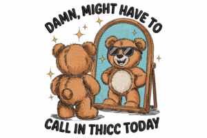 Funny Teddy Bear Mirror Embroidery Design